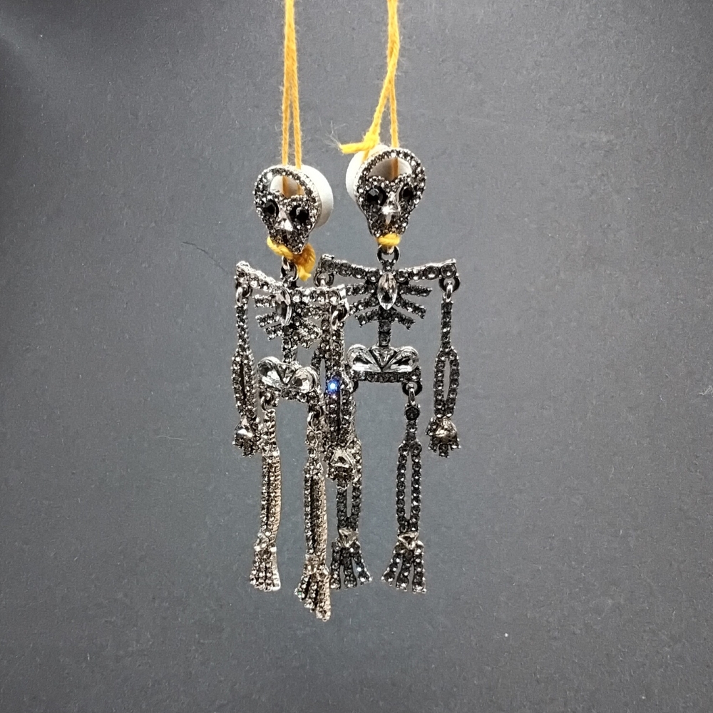 Sparking Rhinestone Skeleton Earrings - image 2